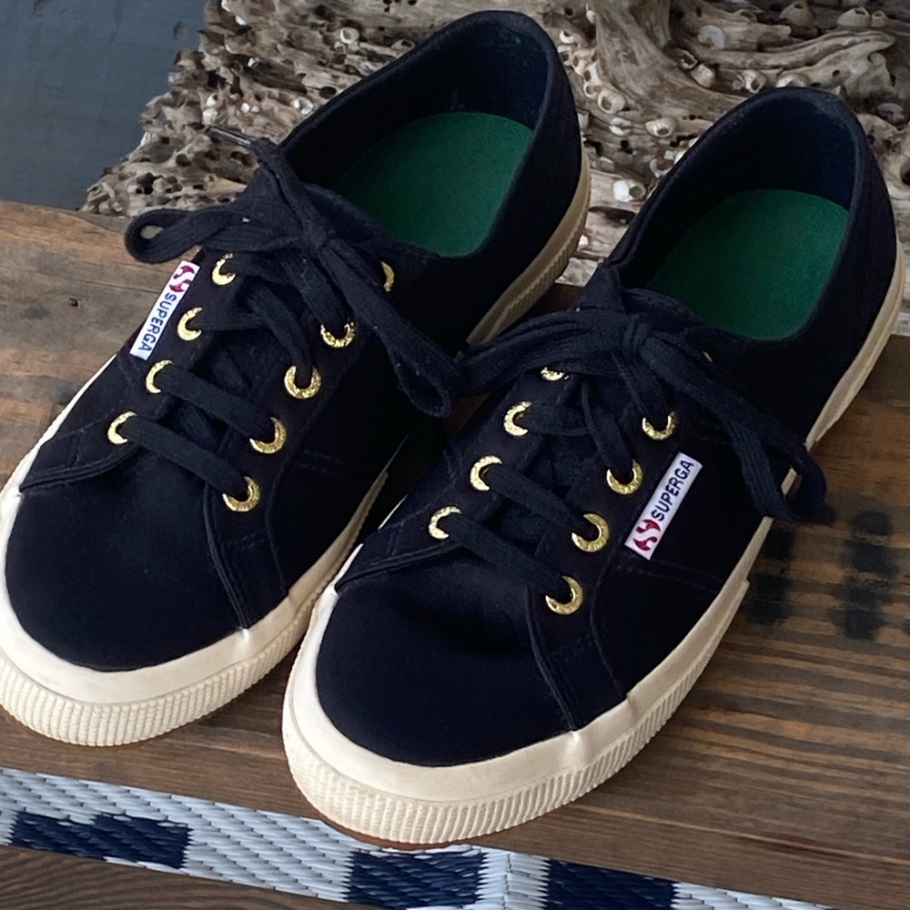 Superga Women’s Black Satin Sneakers size 7.5